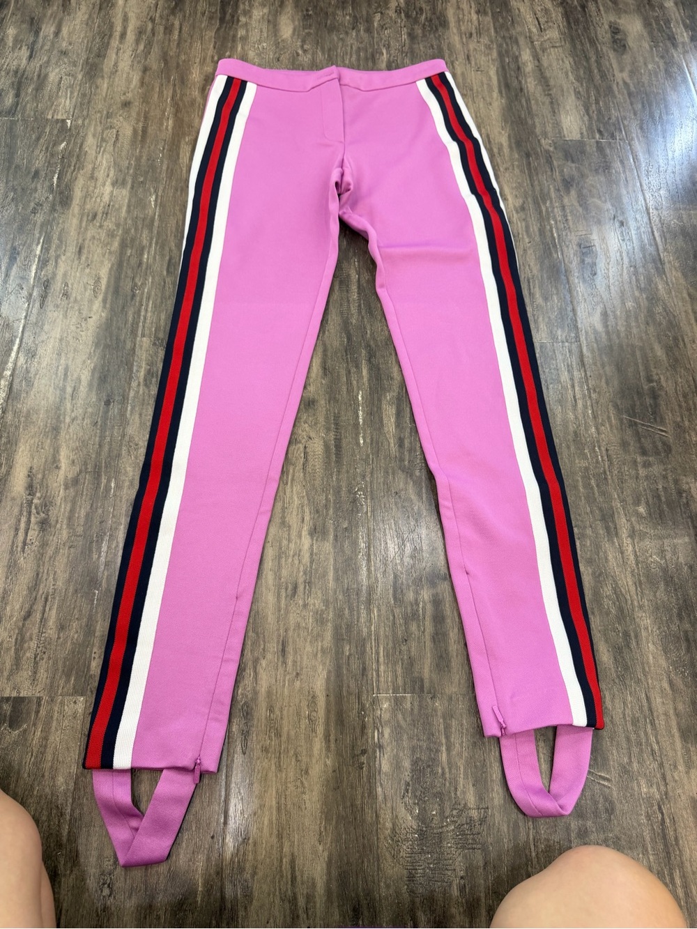 Gucci Pink Stirrup Jogger Leggings with Navy & Red Side Stripes
